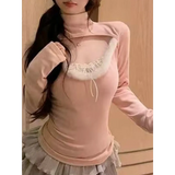 Faux Fur Trim Cutout Top – Sweet Harajuku Lace Style