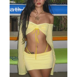 Off Shoulder Flare Crop/Skirt Club Set