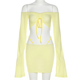 Off Shoulder Flare Crop/Skirt Club Set