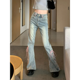 Denim Vintage Harajuku Lace-Up Flare Jeans