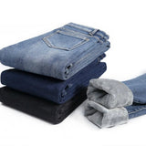 Thick Fleece-Lined High Waist Jeans