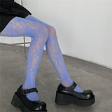 Floral Mesh Harajuku Tights – Embroidered Fishnet Pantyhose