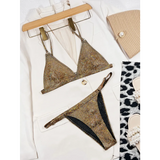 Glitter Sequin Bikini Set – Metal Ring Thong Swimwear