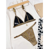 Glitter Sequin Bikini Set – Metal Ring Thong Swimwear