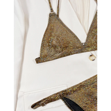 Glitter Sequin Bikini Set – Metal Ring Thong Swimwear