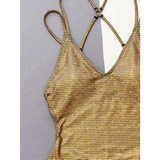 Glitter Sequin One-Piece Swimsuit – Crisscross Back Swimwear