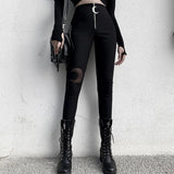 Gothic Crescent Moon Cutout Pants