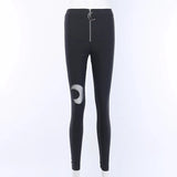 Gothic Crescent Moon Cutout Pants