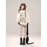 Off-Shoulder Gothic Grunge Tee – Harajuku Dark Aesthetic Top
