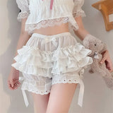 Gothic Lace Shorts - Sweet Bow Ruffle Bloomers