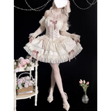 Harajuku Gothic Lolita Halter Dress – Off Shoulder Slim Waist Bow