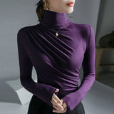 Gothic Pleated Turtleneck Top