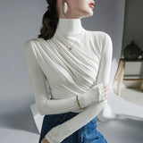 Gothic Pleated Turtleneck Top