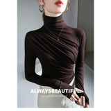 Gothic Pleated Turtleneck Top