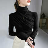 Gothic Pleated Turtleneck Top