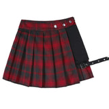 Gothic Punk Pleated Skort – Harajuku High Waist Buckle Mini Skirt Shorts