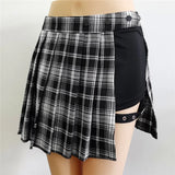 Gothic Punk Pleated Skort – Harajuku High Waist Buckle Mini Skirt Shorts