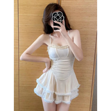 Halter Lace Swimsuit Dress – Ruffled Girly Slim Beachwear 2025