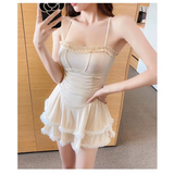 Halter Lace Swimsuit Dress – Ruffled Girly Slim Beachwear 2025