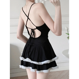 Halter Lace Swimsuit Dress – Ruffled Girly Slim Beachwear 2025