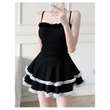 Halter Lace Swimsuit Dress – Ruffled Girly Slim Beachwear 2025