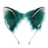 Handmade Cat Faux Fur Ears Headband - Fluffy Plush Animal Hair Hoop