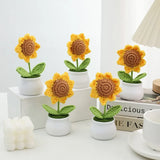 Handmade Crochet Sunflower Plush – Potted Desktop Decor Gift
