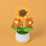 Handmade Crochet Sunflower Plush – Potted Desktop Decor Gift