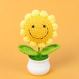 Handmade Crochet Sunflower Plush – Potted Desktop Decor Gift