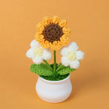 Handmade Crochet Sunflower Plush – Potted Desktop Decor Gift