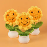 Handmade Crochet Sunflower Plush – Potted Desktop Decor Gift