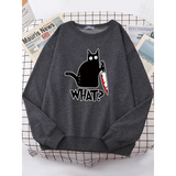 Kitty Say "What?" Sweatshirt - Harajuku Casual Hoody
