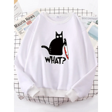 Kitty Say "What?" Sweatshirt - Harajuku Casual Hoody