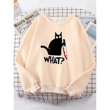 Kitty Say "What?" Sweatshirt - Harajuku Casual Hoody