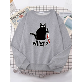 Kitty Say "What?" Sweatshirt - Harajuku Casual Hoody