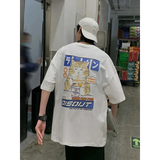 Harajuku Cat Eating Noodles Graphic Tee