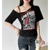 Harajuku Gothic Off-Shoulder T-Shirt