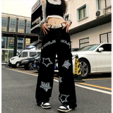 Harajuku-Inspired Retro Star Print Trousers