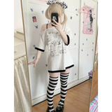 Harajuku Kawaii Cartoon Print Loose Tee – Gothic Sweet Style