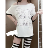 Harajuku Kawaii Cartoon Print Loose Tee – Gothic Sweet Style