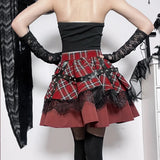 Harajuku Plaid Pleated Skirt - Y2K Mini Cake Skirt