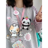 Harajuku Stripe Panda T-shirt - E-girl Kawaii Graphic Tee