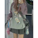 Harajuku Stripe Panda T-shirt - E-girl Kawaii Graphic Tee