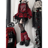 Striped Gothic Punk Top & Leg Warmers – Harajuku Y2K Grunge