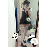 Kawaii Panda Embroidered Sailor Top – Harajuku Y2K Lace Tee