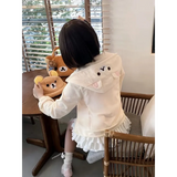 Kawaii Bear Hoodie - Harajuku Y2K Zipper Sweatshirt for Women
