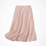 High-rise A-line Satin Skirt
