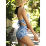 High Waist Bikini Set – Vintage Print Summer Swimwear