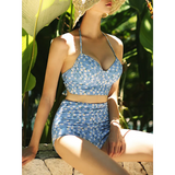 High Waist Bikini Set – Vintage Print Summer Swimwear