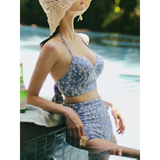 High Waist Bikini Set – Vintage Print Summer Swimwear